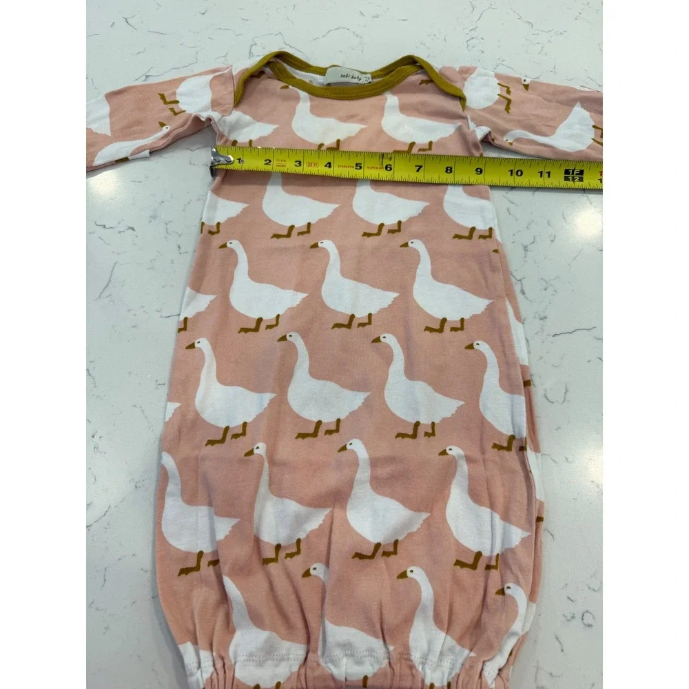 Zebi Baby Pink Goose Print Long Sleeve Infant Gown Sleep Sack 0-3 Months